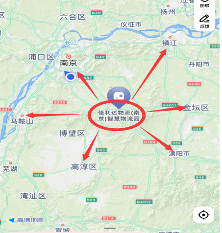 图为v8哈希游戏南京智慧物流园的区位图